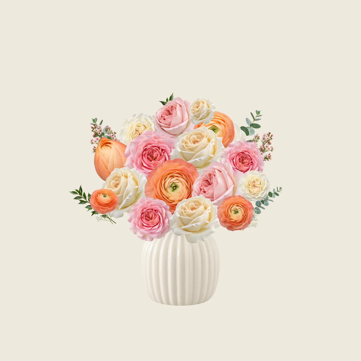 Peach rose and ranunculus bouquet